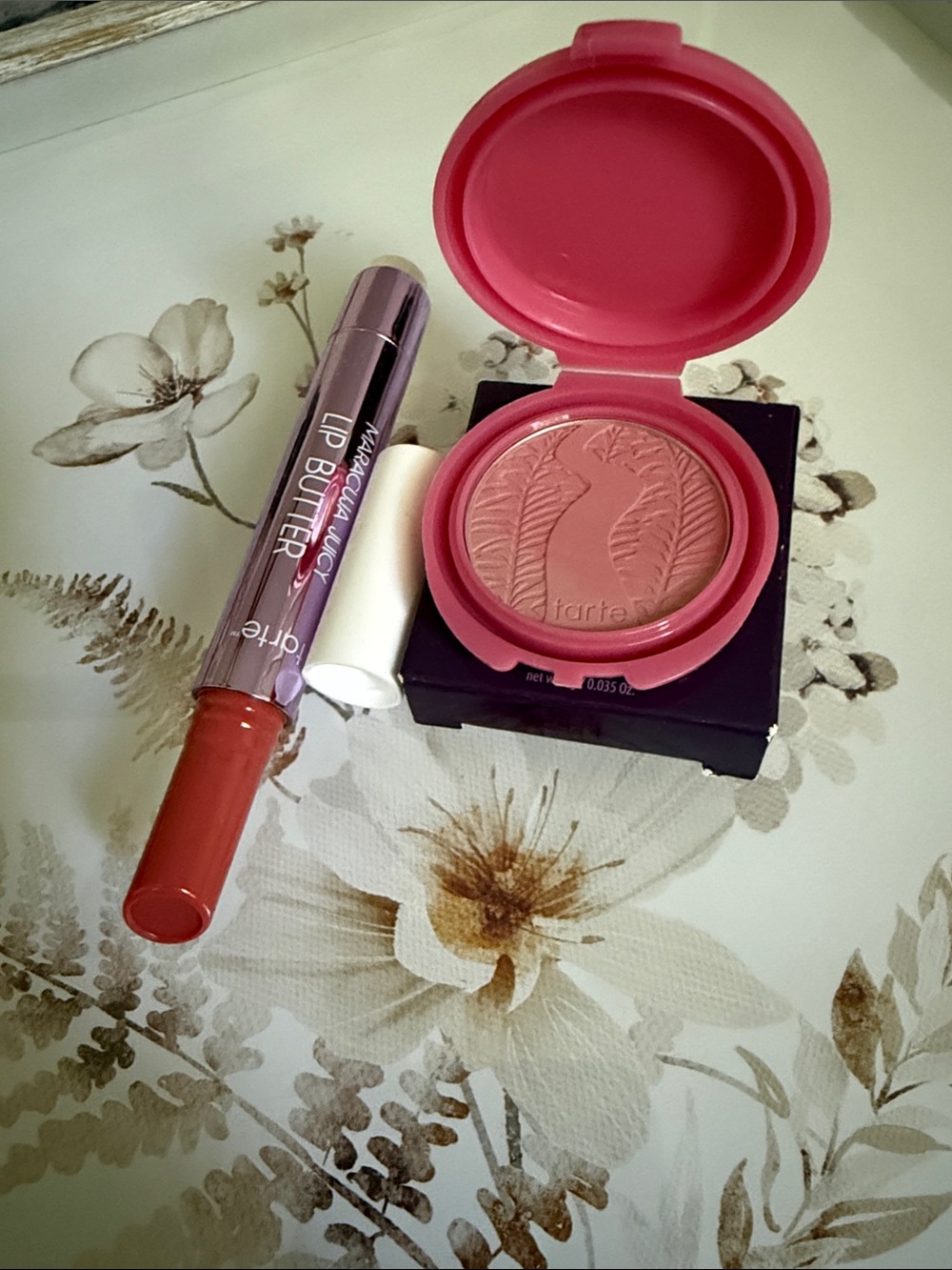 tarte blush and lip butter duo – coral pink blush & warm rose lip